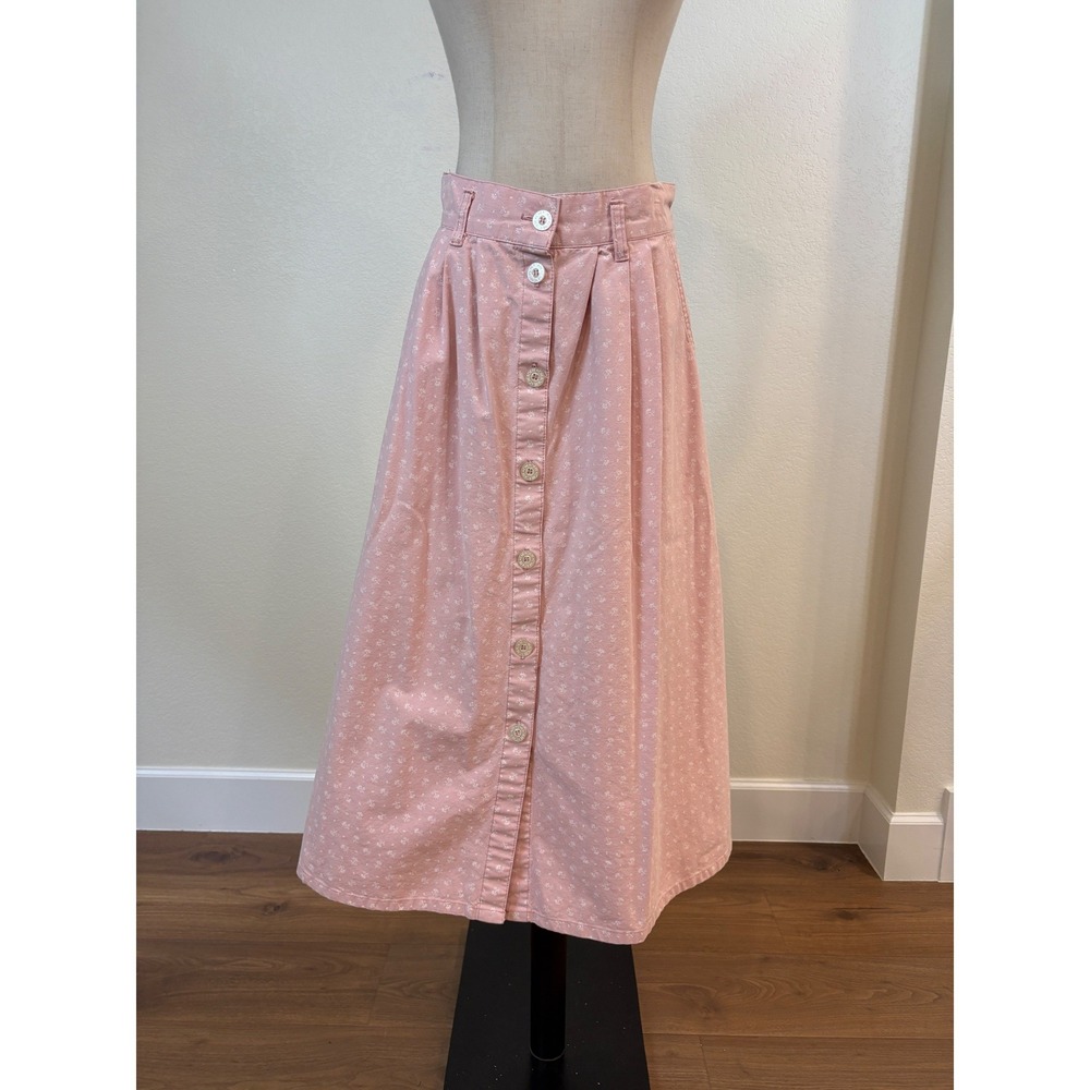 Cherokee Pink Midi Skirt with Front Buttons